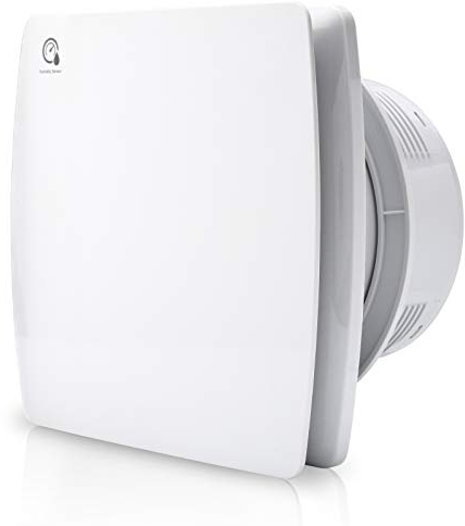 Randaco Ventilador de baño de 150 mm con sensor de humedad, ventilador de baño con válvula antirretorno y temporizador, silencioso, ventilador para inodoro