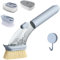 DAPOWER Brosse à Vaisselle avec poignée, Brosse à récurer avec Distributeur de Savon, Brosse à récurer de Cuisine pour Vaisselle, casseroles, poêles, évier, 4 têtes de Brosse remplaçables (Gris)