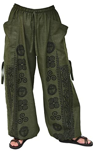 Siamrose Casual Yoga Harem Pants Men Women Baggy Lounge Trousers, Olive