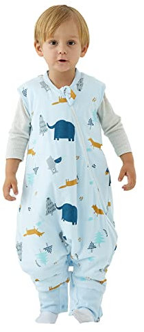 Duomiaomiao Schlafsack mit füßen Winter, Schlafsack mit füßen ganzjahres, 100% Baumwolle Schlafsack Winter mit füßen, Schlafsack Baby 2.5 Tog, Schlafsack mit Beinen für Jungen und Mädchen