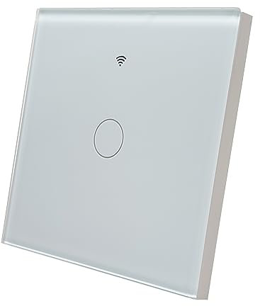 LED ATOMANT Interruptor de Cristal Inteligente Wifi, Sin Cable Neutro, Pulsador de pared, Control Mediante APP Smart Life, Compatible con Alexa y Google Assistant, Pulsador Tactil Iluminacion