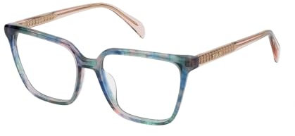 TOUS Brille mit Sehstärke in gestreift Rosa & Hellblau für Damen optional mit Sonnenbrillentönung oder Blaulichtfilter, Quadratisch, gefertigt aus Celluloseacetat, Modell: VTOB55 (inklusive Brillenetui)