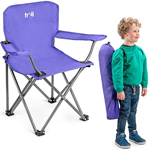 Trail Eagle Kids Camping Chair Purple Lightweight Folding Garden Beach Seat with Carry Bag (For Ages 2 to 6 Years Old)
