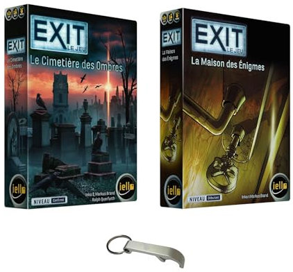 Lot Jeux Exit en Français Le Cimetières des Ombres + La Maison des Enigmes + 1 Décapsuleur Blumie (Cimetière + Enigmes)