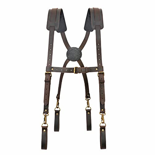 Tourbon Werkzeuggürtel aus Leder mit Hosenträgern, gepolstert, für Elektriker, Kombi-Rahmen, Tasche