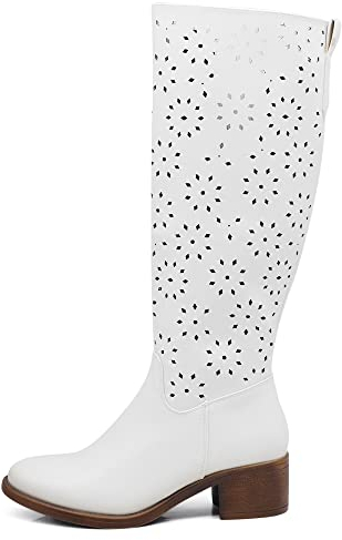 IF Fashion Scarpe da Donna Stivali Camperos Polpaccio Tacco Medio MP356-4 bianco N.37