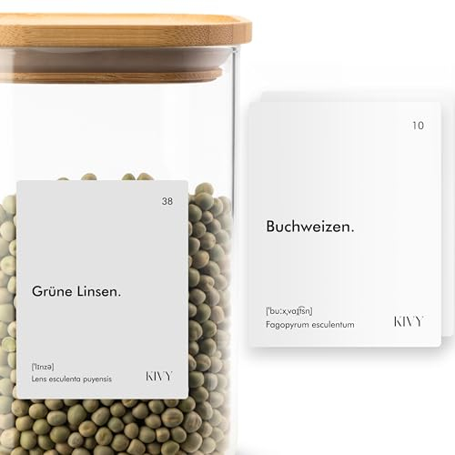 KIVY Kitchen Storage Labels [Pack of 140] - Waterproof & Oil Resistant - Uniform Labels for Kitchen Containers & Jars