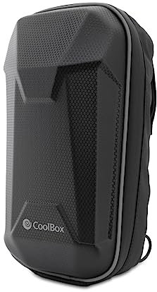 Bolsa Patinete Eléctrico Impermeable CoolBox - Mochila Patín Resistente al Agua, Cintas Autoadherentes para Manillar y Correa para Usar como Bandolera, Borde Reflectante. Color Negro