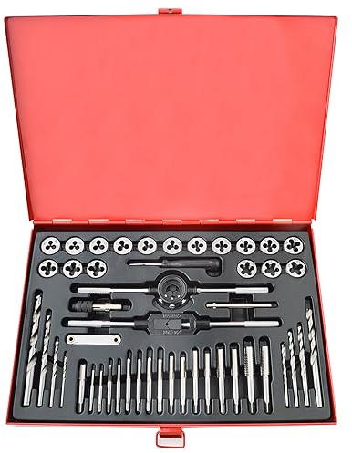 Gunpla 48 Pezzi Set Maschi e Filiera per Filettatura in Metriche M3-M12, Kit Filettare Manuali in Acciaio Legato al Tungsteno con Cassetta di Metallo