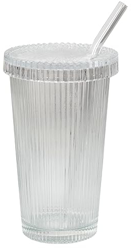 Disnace Vaso de cristal con diseño de rayas de cristal