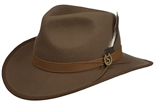 STETSON Chapeau en Laine Dennysville Western Femme/Homme - de Cowboy Feutre avec Bandeau Cuir Hiver Printemps-été - M (56-57 cm) Marron