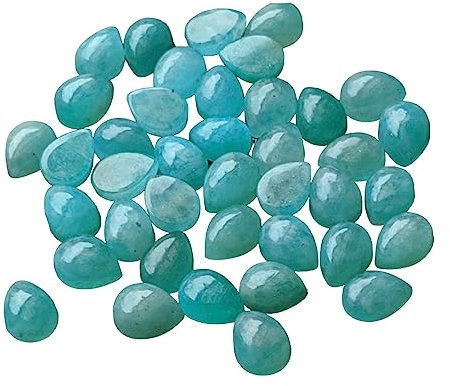 Gems For Jewels 5x7mm Amazonit-Cabochons für Damen, natürlicher Amazonit mit flacher Rückseite, schlichte Birnen-Cabochons, Amazonit für Schmuck (5 bis 10 Stück Optionen) - PDG248 (10 Stück)