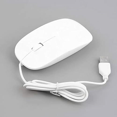 Super Slim Wired USB Mouse, Optical Tracking High Definition USB Wired Mice, 1600 DPI USB Wire Mouse for Desktop Laptop Computer Gaming Business Office Work Compatible with Mac Windows (White)