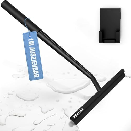 Ausziehbar Duschabzieher für Glastüren, Duschkabinenabzieher Duschwischer Fensterreiniger Abzieher Dusche Silikon, Abzieher Dusche mit 23.5-97cm Teleskopstange
