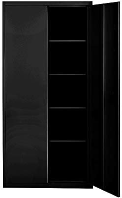 Armoire de Bureau Métallique avec Serrure avec 2 Portes, 4 Étagères Réglables en Hauteur pour Travail, Bureau à Domicile, 80 x 40 x 180 cm (Noir)