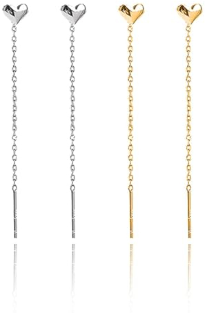 BYXG 2 Stück Earrings,Frauen Ohrringe,Frauen Stahl-Ohrringe,Lange Kette,Schmuck