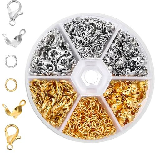 KIPTVO 460 PCS Lobster Clasps, Bracelet Clasps, Jewellery Clasps, Keyring Clip, Necklace Stacker Clasp, Lobster Clasps for Jewellery Making, for DIY Necklace, Bracelet, Earring Accessories