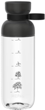Mepal Trinkflasche mit Zeitmarkierungen - Motivations-Wasserflasche mit extra Trinkkomfort - Einzigartiger Größenangabe - BPA-frei & auslaufsicher - Grow the Tree - 500 ml - Nordic black