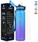Grsta Gourde Isotherme, Gourde 1l Anti-Fuite, Gourde Paille sans BPA, Gourde Randonnée pour Adulte, Gourde Reutilisable, Facile à Ouvrir, Bouteille d'eau pour École, Bureau, Outdoor, Sport