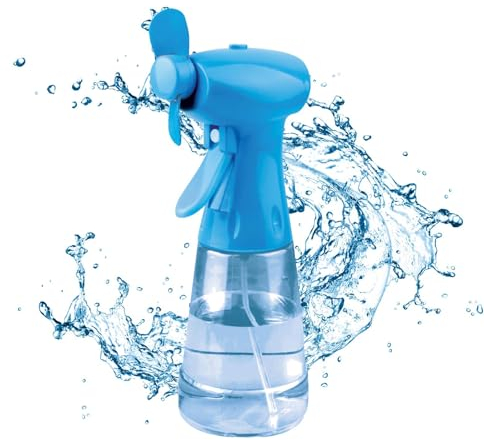 Dcbeduff Ventilator mit Sprühflasche,Handventilator mit Wasserkühlung, Handventilator mit Wasser, Sprühventilator, Betrieben mit AA-Batterien,Wasser Ventilator,Sprühflasche mit Ventilator (1PCS)