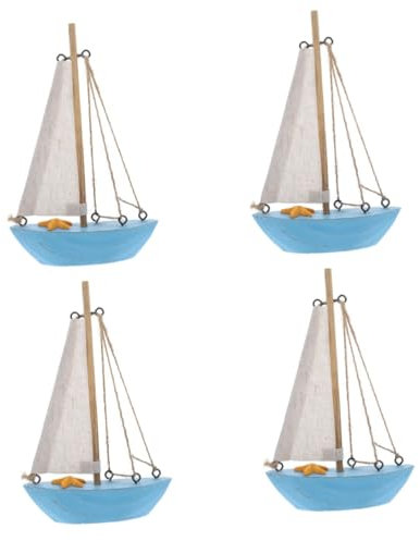 SEWACC 4stücke Mediterranes Holz-segelboot Modell Farbige Nautische Deko Für Strand Und Gartenpartys Leicht Und Kompakt Für Tischdekoration Und
