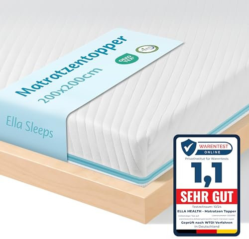 Ella Topper 200x200cm H3 H2 7cm hoch, Matratzentopper mit Elastischer und Rutschfester Unterseite, Gel Memory Schaum, Öko-Tex & CertiPUR zertifizierter Visco Thick Mattress Topper