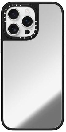 CASETiFY Mirror iPhone 16 Pro Max Case [Reflective / 4.9 ft. 1X Military Grade Drop Protection/Compatible with Magsafe] - Silver on Black