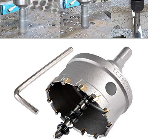 HOHXEN Lochsäge, 60 mm, Hartmetall-Lochöffner (16–65 mm) für Metallbohrungen, Elektrowerkzeuge