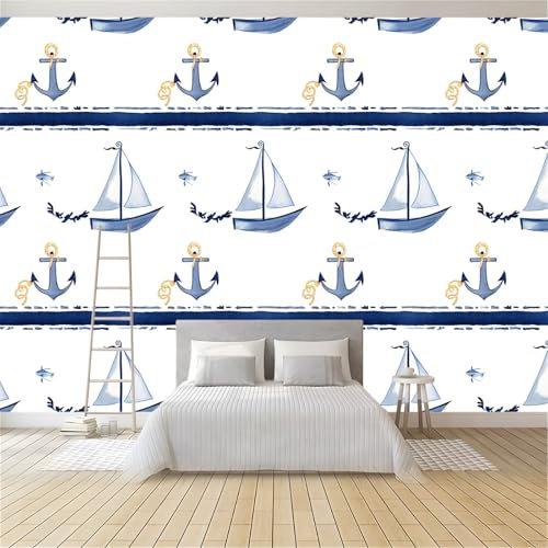 Ozeanblau Aquarell-Stil Fototapete 150 x 105 cm Premium Vlies Kunstdruck für Wanddekoration Vlies Wandbild Poster Atemberaubendes Ozean Design