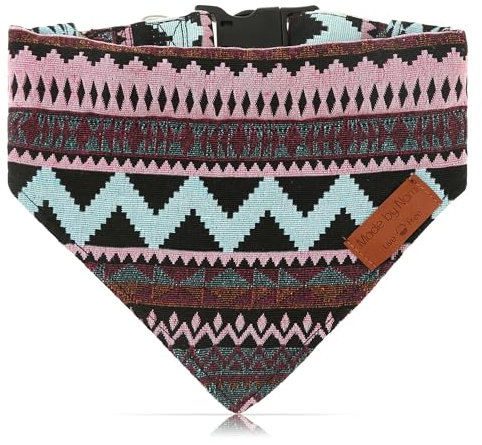 Made by Nami Boho Hundehalstuch in verschiedenen Größen für kleine und große Hunde (Lila, M)