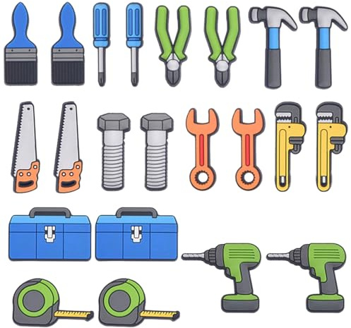 YSJCHEBS 22 Stück Werkzeug-Schuhdekorationen, Pvc-Schuhdekorationen, Kreative Schuhdekorationen, Niedliche Schuhdekorationen, Cartoon-Schuhdekorationen, Schuhdekorationszubehör