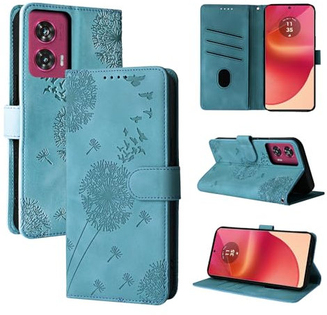 Rostsant Funda Motorola Edge 50 Fusion Diente de león Carcasa de Cuero PU Billetera Magnético Funda del Libro con Ranuras para Tarjetas para Motorola Edge 50 Fusion Azul