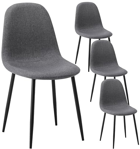 DEULINE Esszimmerstühle Essstühle SGS Massivholz Polsterstuhl Esszimmer Stuhl Berlin 4er-Set GRAU 521258