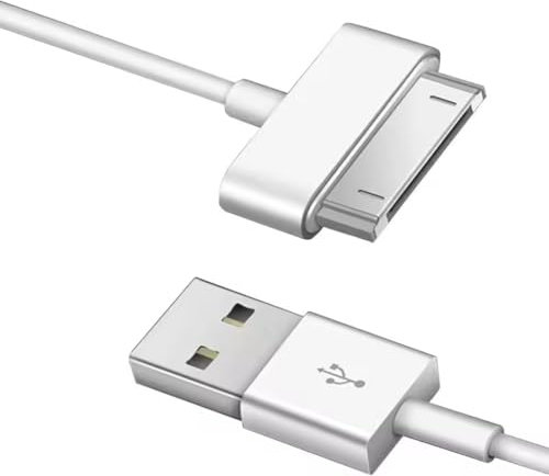 pluX USB Sync and Charging Data Cable for iPhone 4/4s, iPhone 3G/3GS, iPad 1/2/3, iPod, 30-Pin Cables Charger Lead - 1M White