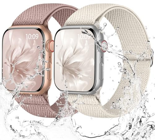 Raradev Elastisch Armband Kompatibel mit Apple Watch Armband 41mm 45mm 40mm 44mm 42mm 46mm 38mm, Wasserabweisend Nylon Stoff Band für Apple Watch 10 SE 9 8 7 6 5 4 3 2 1