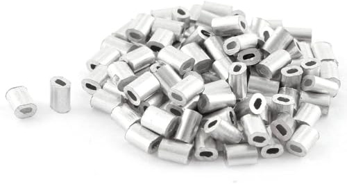 TOP-VIGOR 100Pcs 0.5mm Oval Aluminum Sleeves Clamps, Aluminium Wire Rope Clamp Crimping Loop Sleeves Clip for Fixing Steel Wires, Ropes, And Electrical Wires
