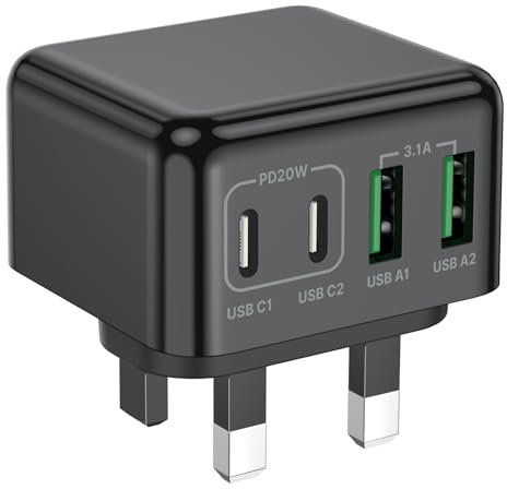 USB C Plug Fast Charger, 40W USB Type C Plug UK Charging USBC Plug for iPhone 16/16 Plus/16 Pro Max/15 Plus Pro/Pro Max/14 13 12 11,iPad Pro 11 12.9 Air, Samsung USB C Power Adapter PD 3.0