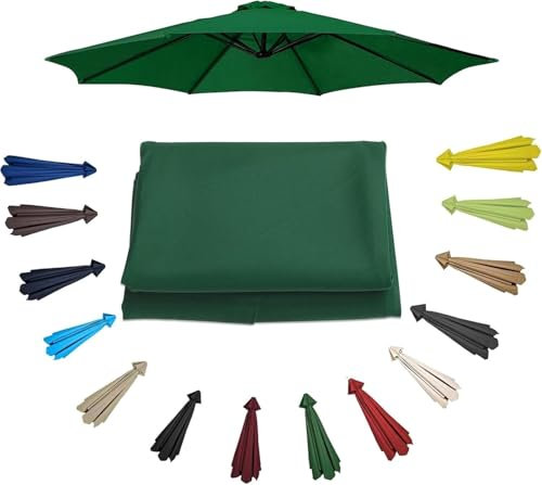Toile de Rechange pour Parasol Déporté de 200/230/250/270/300/350cm 6/8 Baleines Auvent De Rechange Extérieur Auvent de Remplacement pour Jardin Pelouses Plage Piscine Terrassepour(T13,8 RIBS/350CM(11