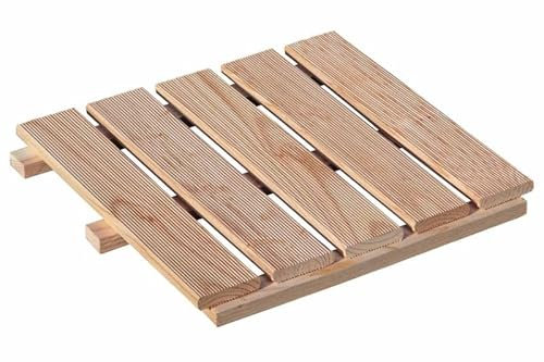 4 Stück Holzfliesen aus Lärchenholz 50 x 50 cm – Wetterfester Outdoor-Bodenbelag für Terrasse, Balkon & Garten Balkonfliese|Terrassenfliese|Klickfliese|rutschfest und witterungsbeständig für Außen