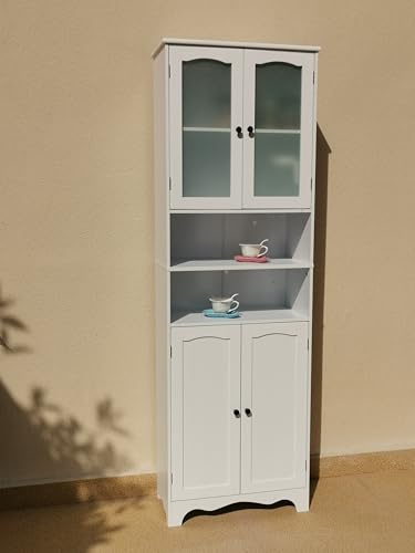 Homecharm-Intl 60x30x183CM Wooden storage cupboard cabinet,White (HC-066)