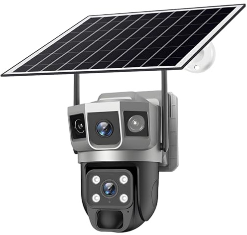 Solar Outdoor Überwachungskamera 4G Dual Objektiv HD Videoqualität IP66 Wetterfest Wireless Sicherheitssystem