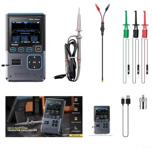 DSO-TC4 - Oscilloscopio digitale 3 in 1 con larghezza di banda 10 MHz e frequenza di campionamento 48 MSa/s, tester a transistor e generatore di segnale per elettronica