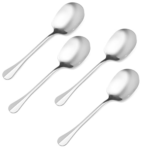 MumdoYAL 4 Stück Servierlöffel Edelstahl, Lange Löffel 21×5,8 cm, Servierlöffel Groß für Küche, Buffet, Salatbesteck Edelstahl, Vorlegebesteck für Party & Restaurant