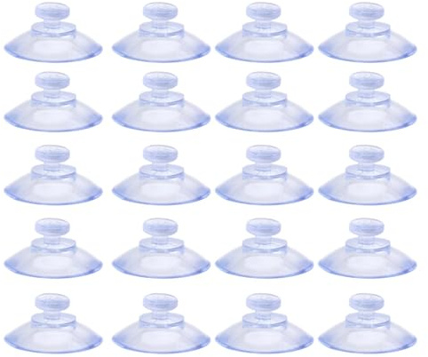 20 Pieces Suction Cups, Transparent Suction Cup, Small Glass Suckers, Window Suckers for Glass, Strong Glass & Tile Suckers for Car, Window, Kitchen, Bathroom Decor (20 mm)