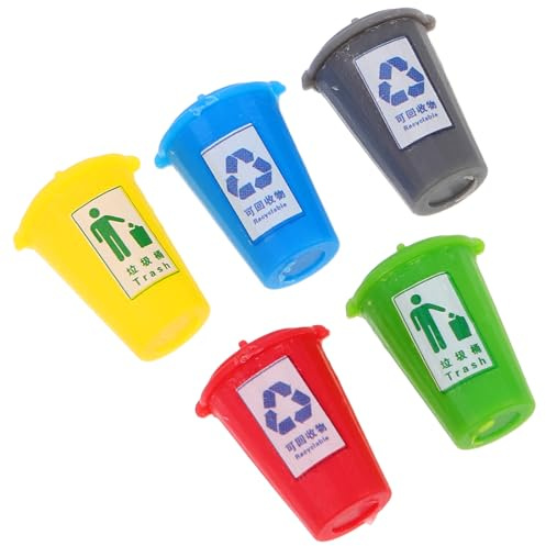 Beaupretty 5pièces Mini Poubelle pour Maison De Poupée Conteneur à Déchets Poubelle De Bureau Tri Sélectif Miniature