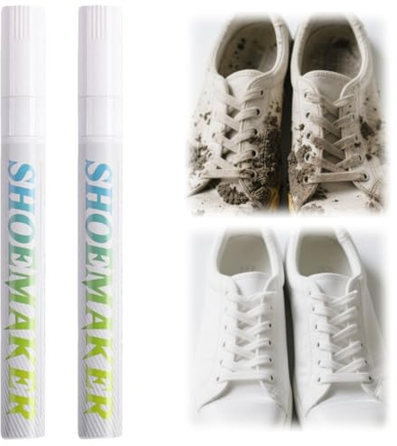 2Pcs Shoe Repair Pen,White Shoe Polish,White Trainer Cleaner,Whit/e Sneaker Whitener,Portable Sho/e C/leaner,Stain Remover for Shoes,Useful S/hoe Cleaning Kit,Lightweight W/hite Sports S/hoe C/leaner