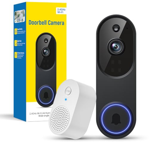1080P Battery WiFi Video Doorbell Camera Wireless with Color Night Vision | Live View, Instant Alert, 120° Wide View, AI Human Detection for Home Security, Two-Way Talk, 2.4GHz WiFi Only, Cloud Storage