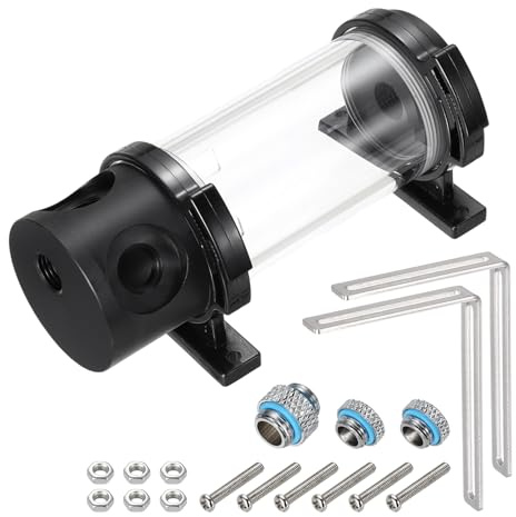 QUARKZMAN vattenkylbehållare G1/4 gänga 50 mm x 140 mm cylinder värmeväxlare vattenkylbehållare radiatorsats 1 ingång 3 utgångar för PC dator CPU