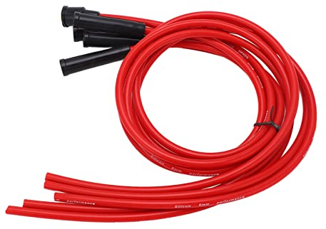 Naroote Set di Cavi di Accensione per Candele in Silicone Rosso da 8 Mm Ad Alte Prestazioni per Automobili a 4 Cilindri, Lunghezza 1 M