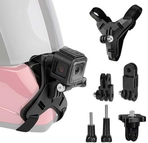 TILONKJ Helmet Chin Mount for GoPro, FPV Motorcycle Bike | ABS material, anti-slip, vibration damping, for Insta360, DJI Osmo, captures first-person view, motorcycles, biking, skiing